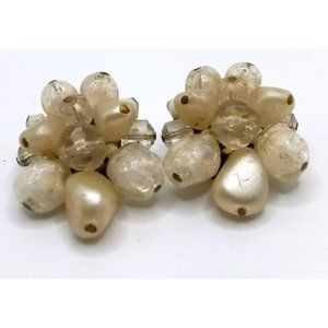 Vintage West‎ Germany Marked Bead Cluster Clip On Earrings
